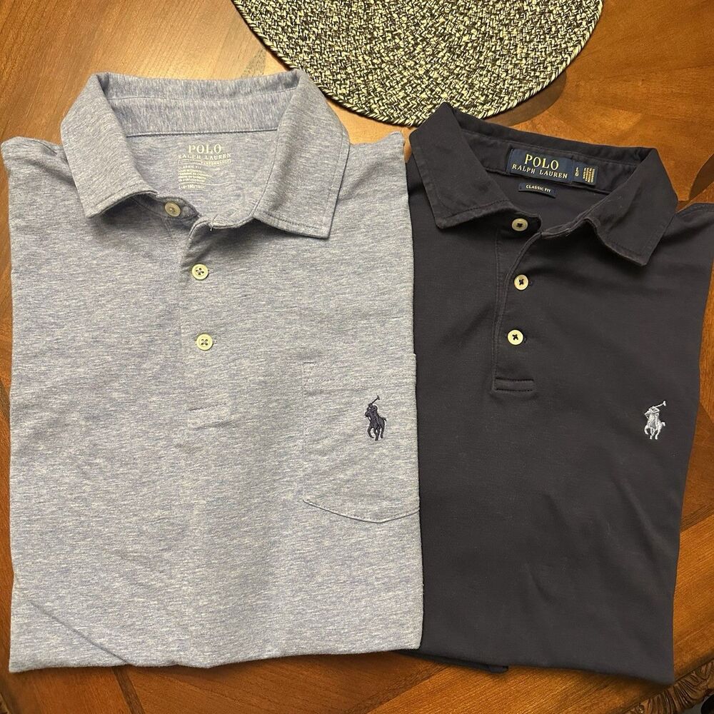 Lot/2 Rarely Worn Polo Ralph Lauren Classic Short Sleeve Polo Shirts Large L